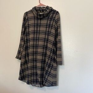 Sweet Pea USA pocket blue grey cowl neck long sleeve Sperry plaid dress …